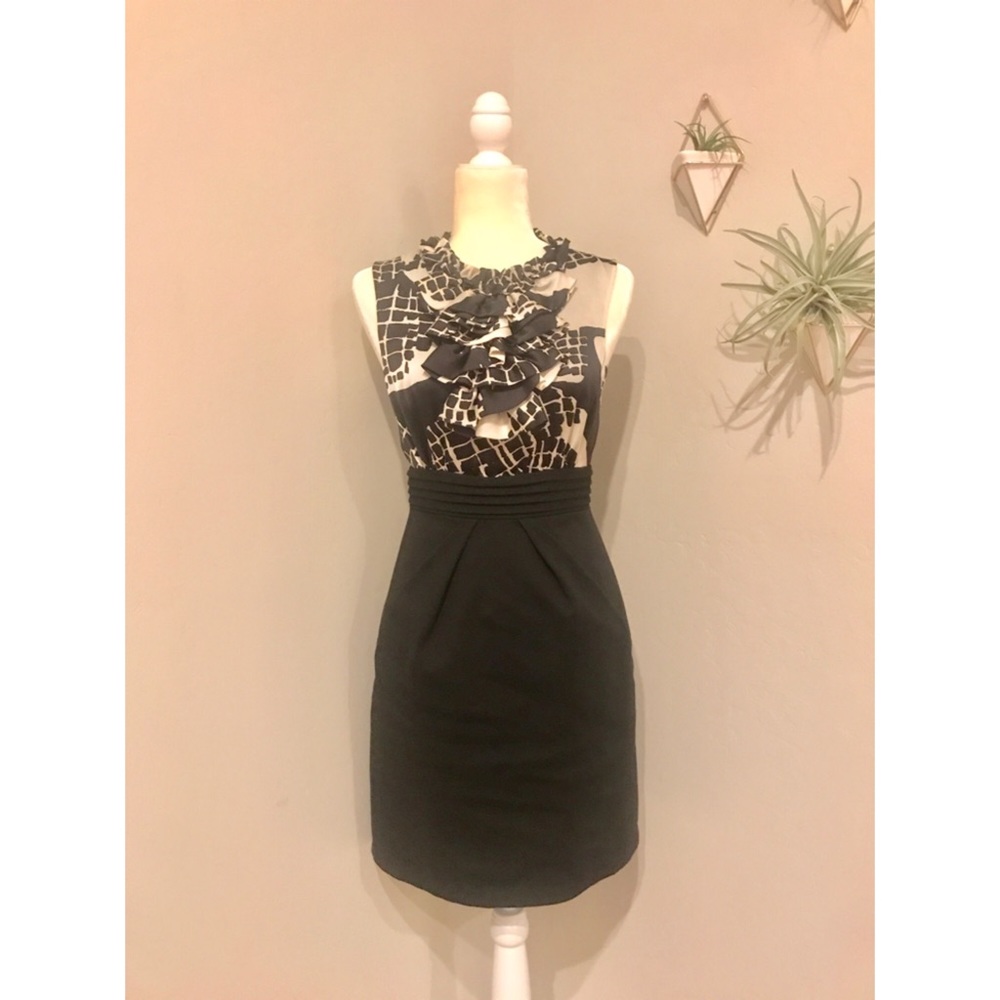 Max & Cleo Ruffle black & white silky blouse dress